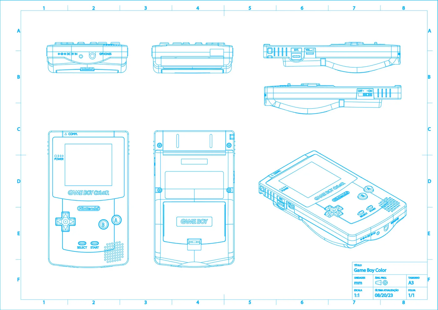 Blueprint de la Game Boy Color à réimaginer